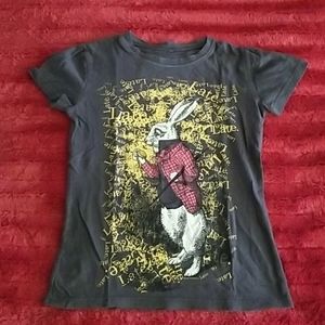 Alice in the Wonderland gray cotton tee